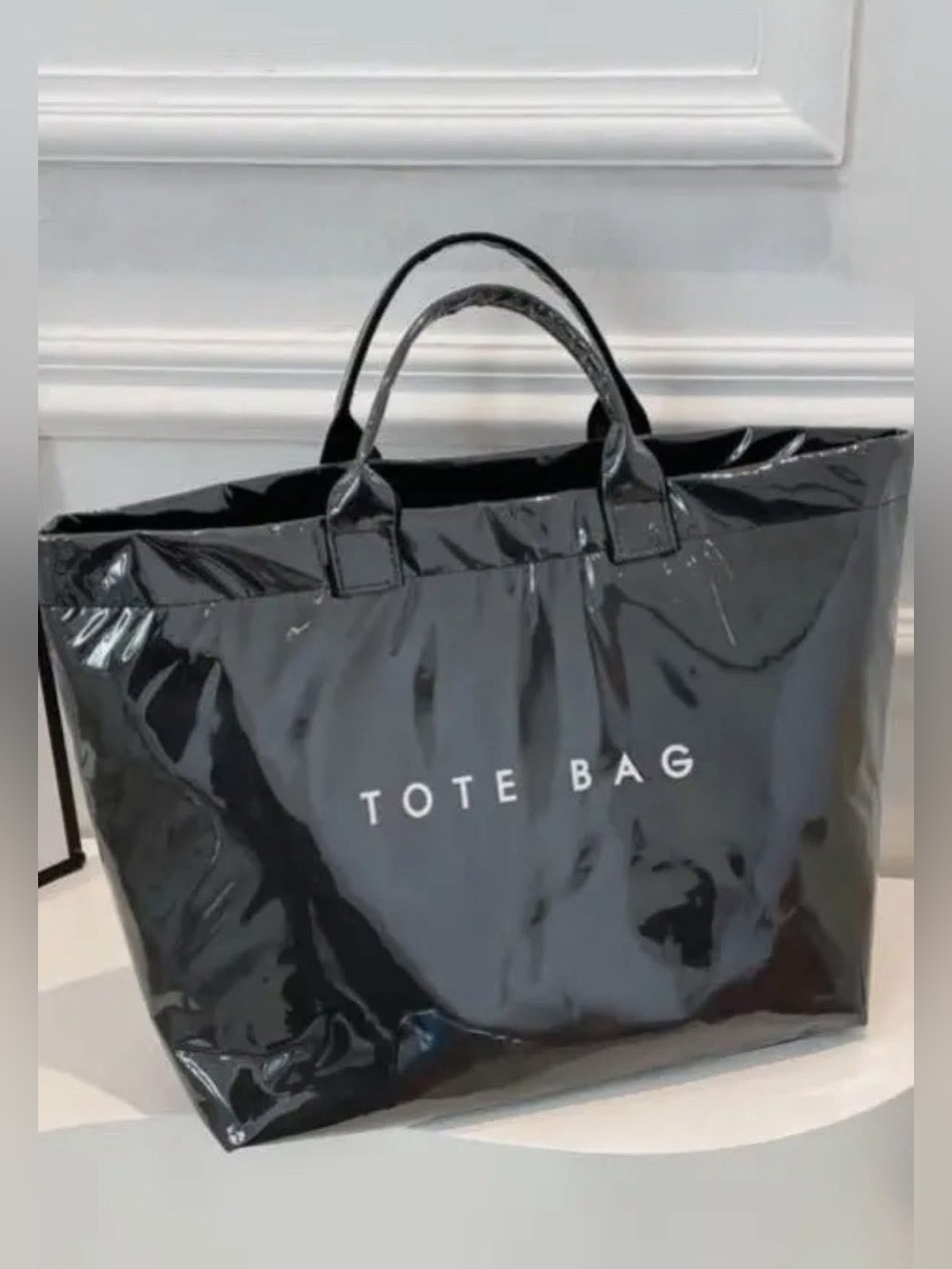 Black Vinyl Waterproof Tote Bag